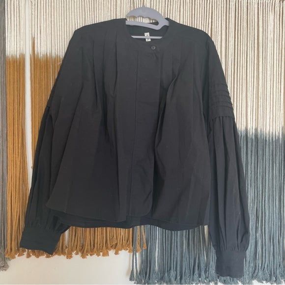 OVERFLOW | Black Poplin Puff Sleeve Shirt - Picture 2 of 2